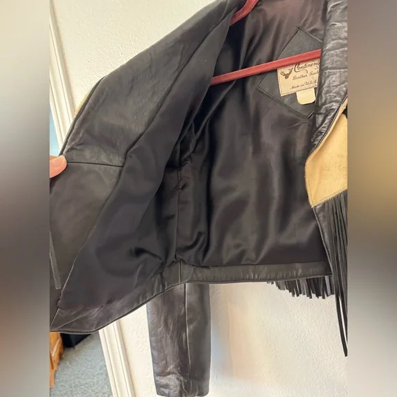 Continental Leather Fashions Leather Cowhide Fringe Jacket, Size Medium - Picture 10 of 14